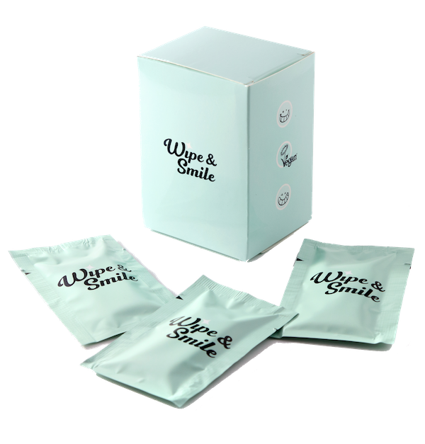 Wipe & Smile oral care wipes and box